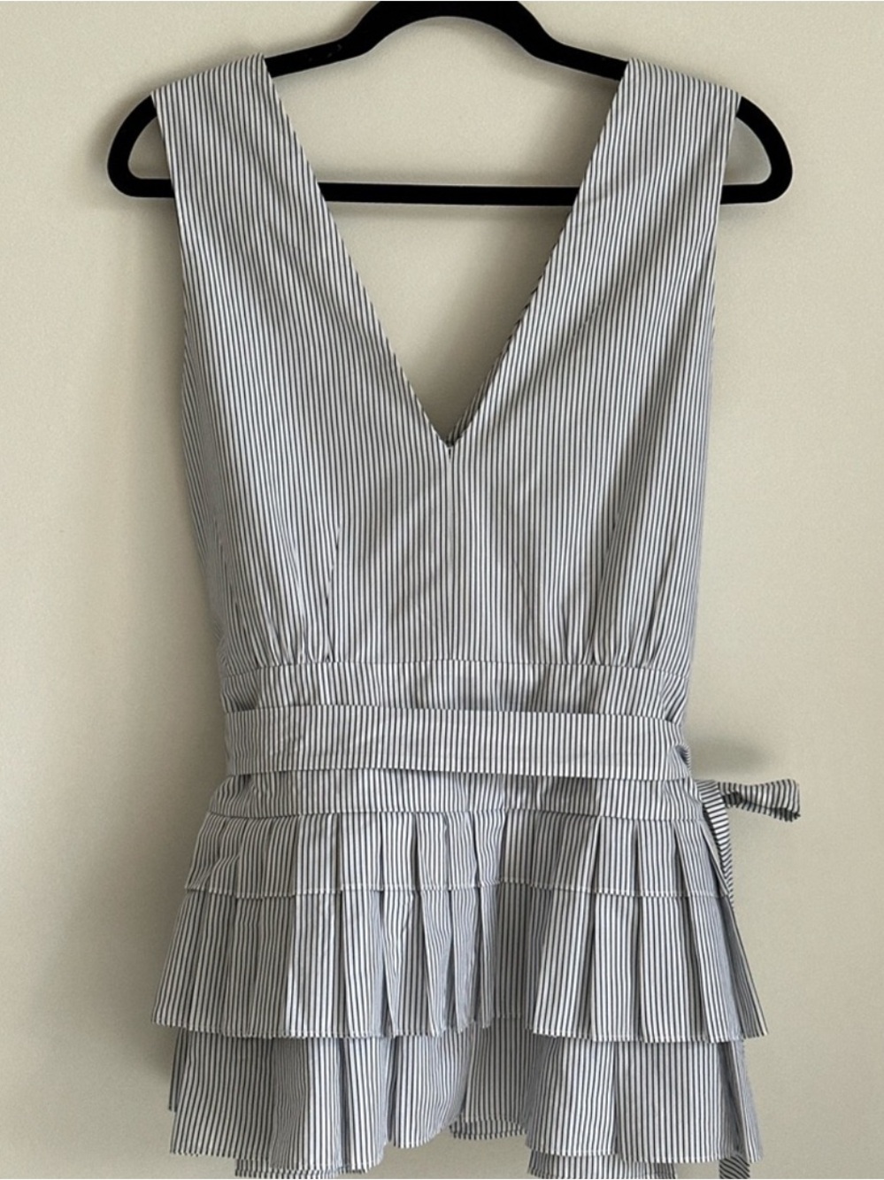 MARNI Striped Pleated Peplum Belted Cotton Top — IT 42 (US 6–8) - Picture 7 of 12